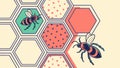 Two Bees in Honeycomb Cells Illustration, vector design Generative AI Royalty Free Stock Photo
