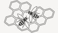 Two Bees on Honeycomb - Pollination, Community Nature Vector Illustration, vector design Generative AI Royalty Free Stock Photo