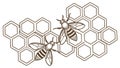 Two Bees on Honeycomb Vector Illustration, vector design Generative AI Royalty Free Stock Photo