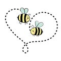 Two bees in love. Vector isolated illustration. Royalty Free Stock Photo