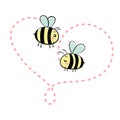 Two bees in love. Vector isolated illustration. Royalty Free Stock Photo