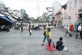 Two beggar begging money from thai people and traveller at Sampeng plaza market