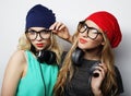 Two best friends hipster girls Royalty Free Stock Photo