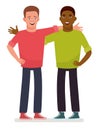 Two best friends. Two guys. African american people. Concept of friendship. Vector illustration in cartoon style. Royalty Free Stock Photo