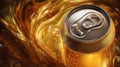 Sparkling beverage cans with splash in golden light. AI image Royalty Free Stock Photo