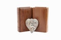 Two Bibles With Wooden Covers And Pewter Cherub Royalty Free Stock Photo