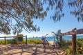 Bicycles at a beach entrance in Agnes Water, Queensland Royalty Free Stock Photo