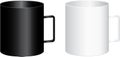 Two big black and white cups with handle - vector illustration