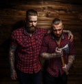 Two brutal huge males with beards Royalty Free Stock Photo