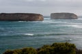 Two big cliffs off the coast in the Bay of Islands on the Great Ocean Road in Australia