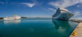 two big cruise ships in the harbor Royalty Free Stock Photo