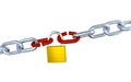 Two Big Metallic Chains with Two Stressed Link Locked with a Padlock