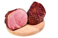 Two big pieces of smoked ham. Royalty Free Stock Photo