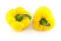 Two big yellow bell peppers isolated closeup Royalty Free Stock Photo