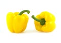 Two big yellow peppers isolated closeup Royalty Free Stock Photo