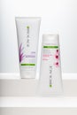 Two Biolage Cosmetics product on the white stairs Royalty Free Stock Photo