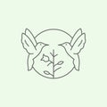two bird minimalist line art logo design illustration fly Royalty Free Stock Photo