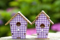 Two birdhouses in the garden