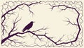 Two Birds on Bare Branches, Minimalist Nature Frame Vector, vector design Generative AI Royalty Free Stock Photo