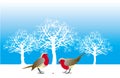 Two birds and a berry Royalty Free Stock Photo