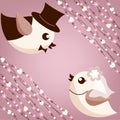 Two birds, bride and groom