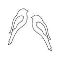 Couple of Birds. Line Drawing for Romantic Posters, Wall Decor, Prints. One Line Art Drawing. Love illustration