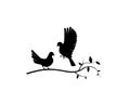 Birds on Branch, Wall Decals, Couple of Birds in Love Royalty Free Stock Photo