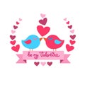 Two Birds Kiss Heart Shape Valentine Day Red Royalty Free Stock Photo