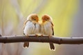 two birds perched together on a branch Royalty Free Stock Photo