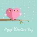 Two birds in shape of half heart sitting on the Royalty Free Stock Photo