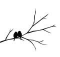 Two birds sitting on a branch illustration Royalty Free Stock Photo