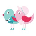two birds talking to each other. Vector illustration decorative design