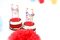Two birthday cakes with banners Royalty Free Stock Photo