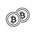 Bitcoin Coins Outline Flat Icon on White Royalty Free Stock Photo