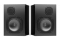 Two black audio speakers isolated on white Royalty Free Stock Photo