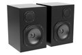 Two black audio speakers isolated on white Royalty Free Stock Photo