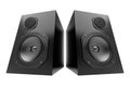 Two black audio speakers isolated on white Royalty Free Stock Photo