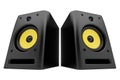 Two black audio speakers isolated on white Royalty Free Stock Photo