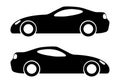 Two black car silhouettes on a white background Royalty Free Stock Photo