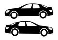 Two black car silhouettes on a white background Royalty Free Stock Photo