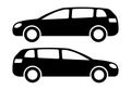 Two black car silhouettes on a white background Royalty Free Stock Photo