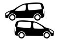Two black car silhouettes on a white background Royalty Free Stock Photo