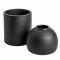 Two black ceramic vases, one cylindrical and one spherical Royalty Free Stock Photo
