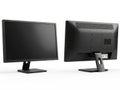 Two black computer monitors displayed from front and back on a white background Royalty Free Stock Photo