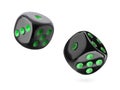 Two black dice in air on white background Royalty Free Stock Photo