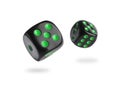 Two black dice in air on white background Royalty Free Stock Photo