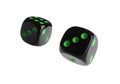 Two black dice in air on white background Royalty Free Stock Photo