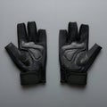 AI Generated: Two Black Fingerless Workout Gloves with Protective Padding Royalty Free Stock Photo