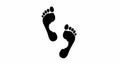 Two black footprints are centered on a white background. Each footprint displays Royalty Free Stock Photo