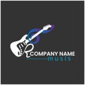 Two black guitars logo icon vector . Music icons for audio store, branding or poster.